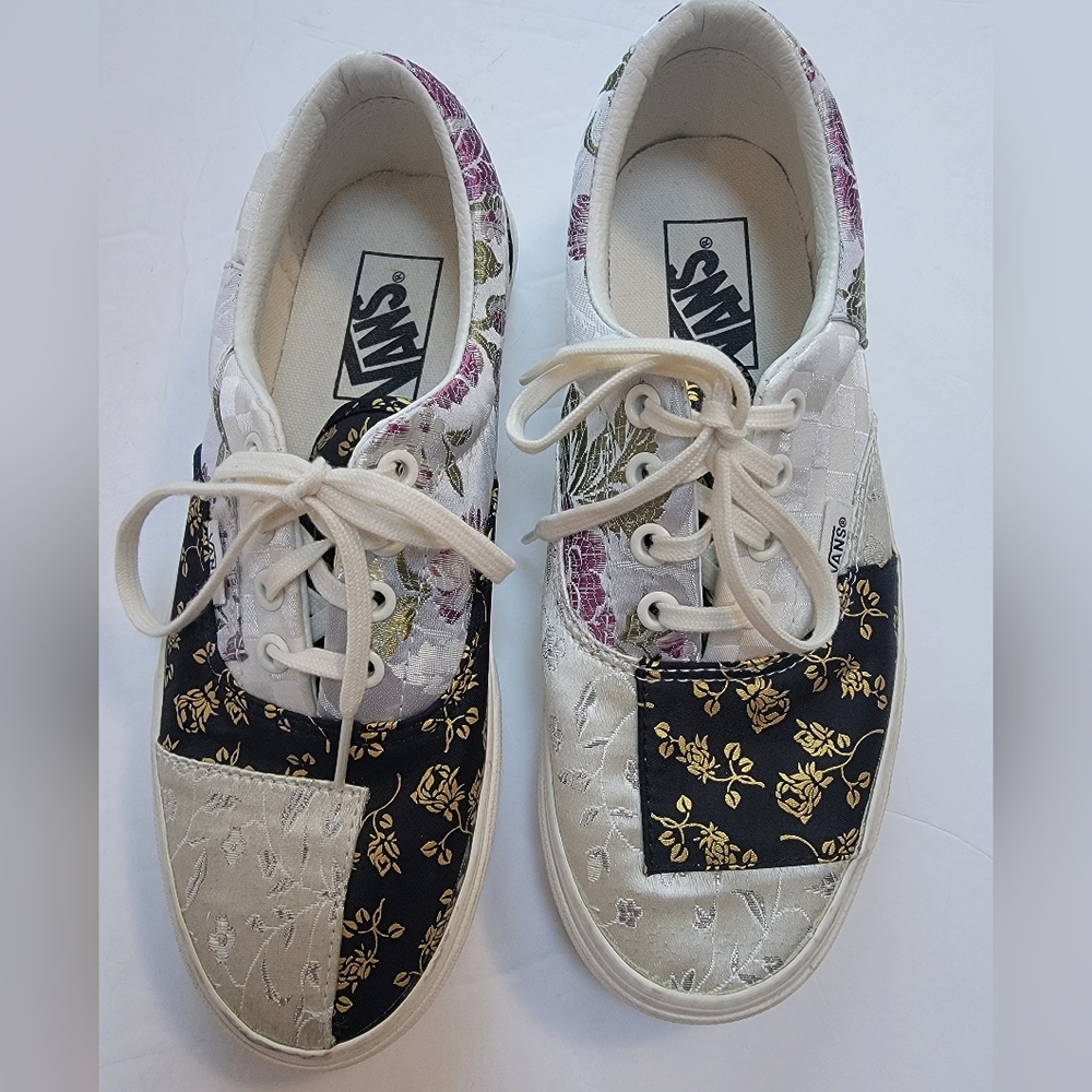 Vans Women's Classic Era Satin Floral Patchwork Lace Up Sneakers Size 6.5